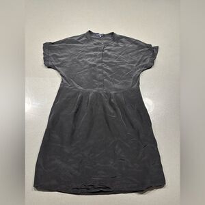 Madewell Womens Black 100% Silk Short Sleeve Button Up A Line Mini Dress Size 2